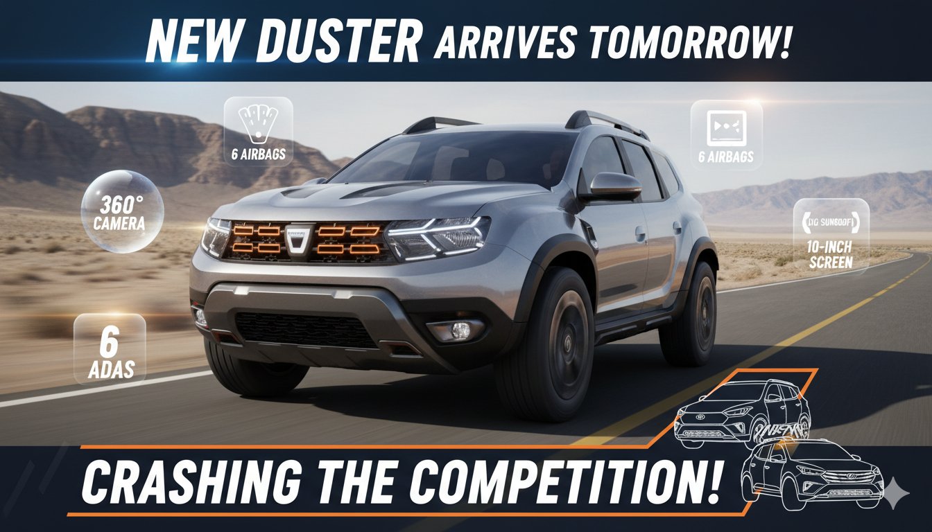 नई Renault Duster SUV का फ्रंट व्यू