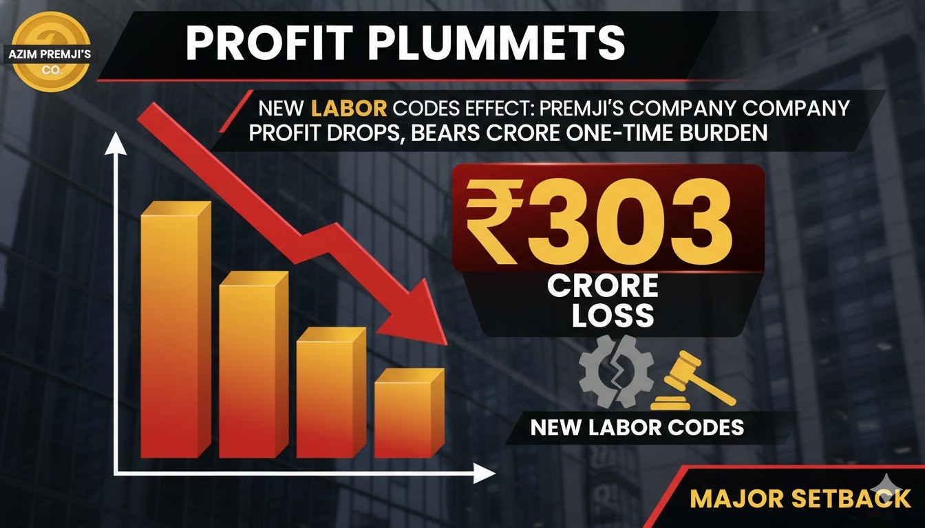विप्रो कंपनी का लोगो और गिरते मुनाफे का ग्राफ दर्शाती छवि