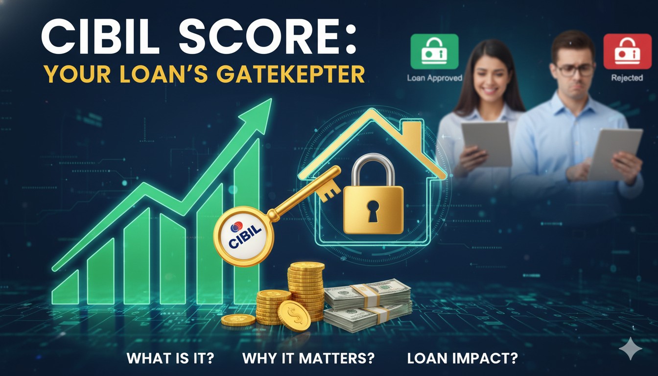 सिबिल स्कोर ग्राफ दिखाता डिजिटल डैशबोर्ड