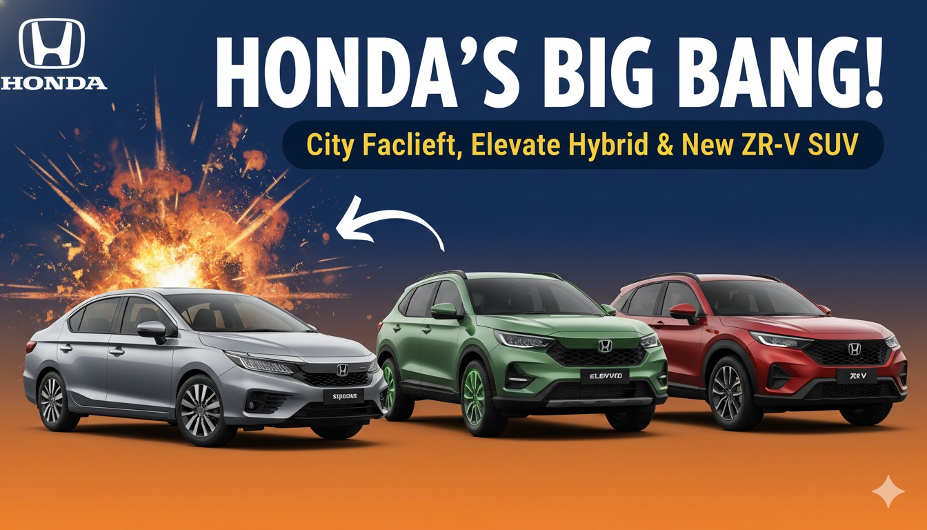 Honda की 2026 लाइनअप - City Facelift, Elevate Hybrid और ZR-V SUV की विजुअल
