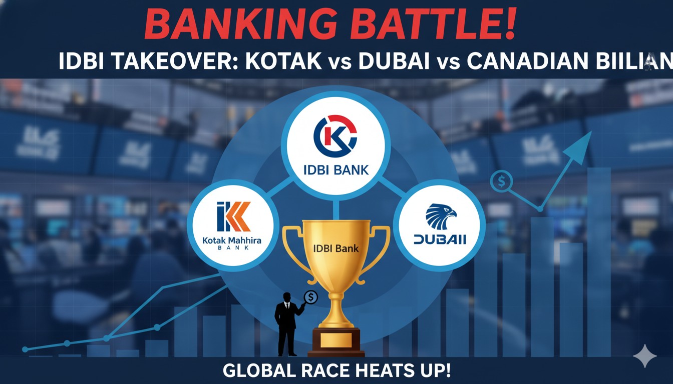 IDBI बैंक मुख्यालय की इमारत के साथ कोटक महिंद्रा, Emirates NBD और Fairfax लोगो की इमेज