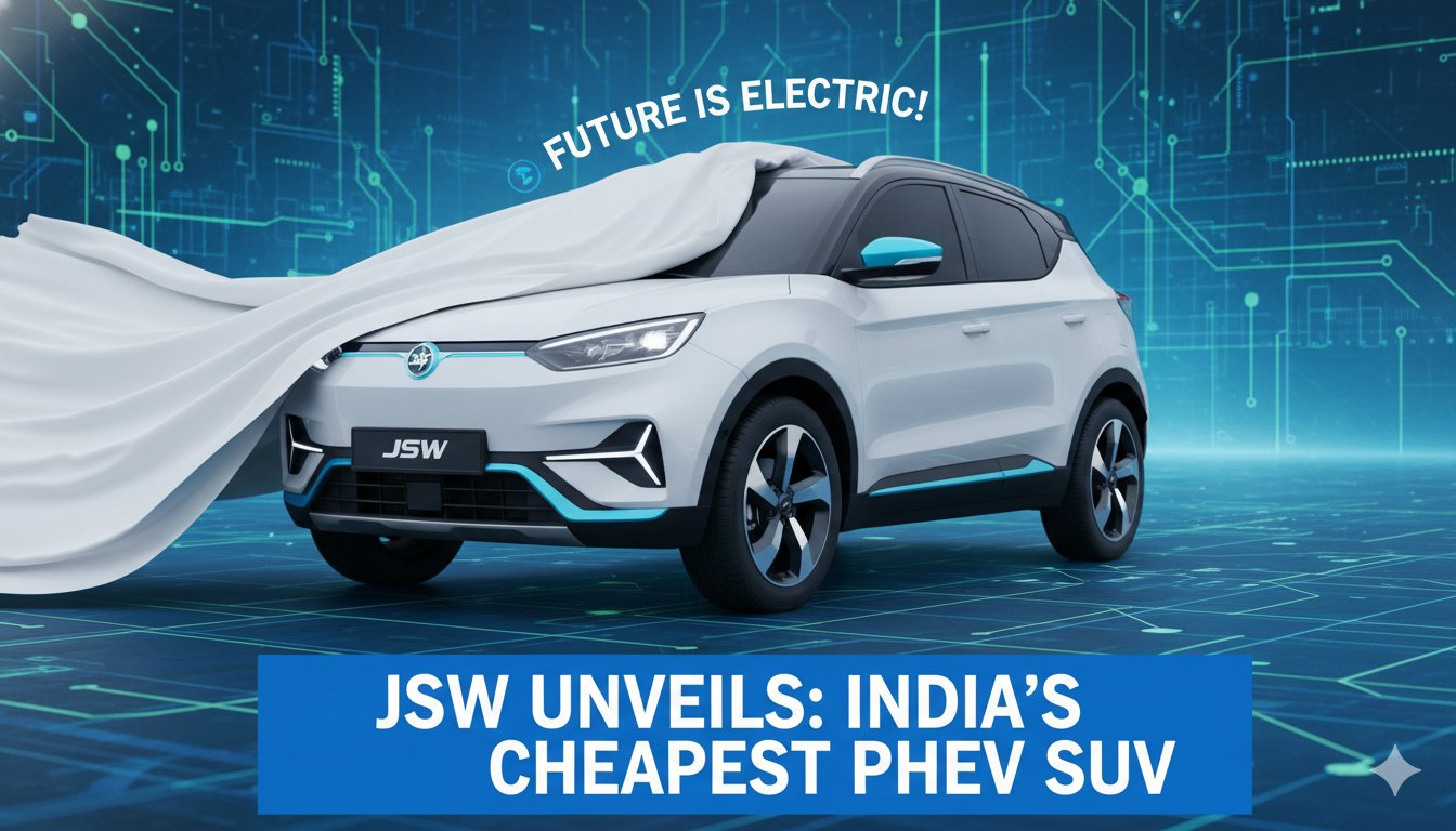 JSW Motors की पहली PHEV SUV का टीजर इमेज, फ्यूचरिस्टिक डिजाइन वाली SUV सिल्हूट