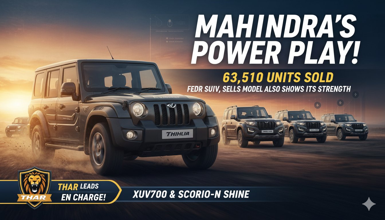 महिंद्रा Scorpio N और Thar Roxx SUVs की फ्रंट व्यू, जनवरी 2026 में रिकॉर्ड बिक्री का जश्न