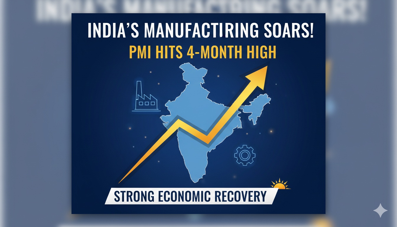 भारत का विनिर्माण PMI चार्ट फरवरी 2026 में 56.9 पर पहुंचा, घरेलू मांग से मजबूत संकेत